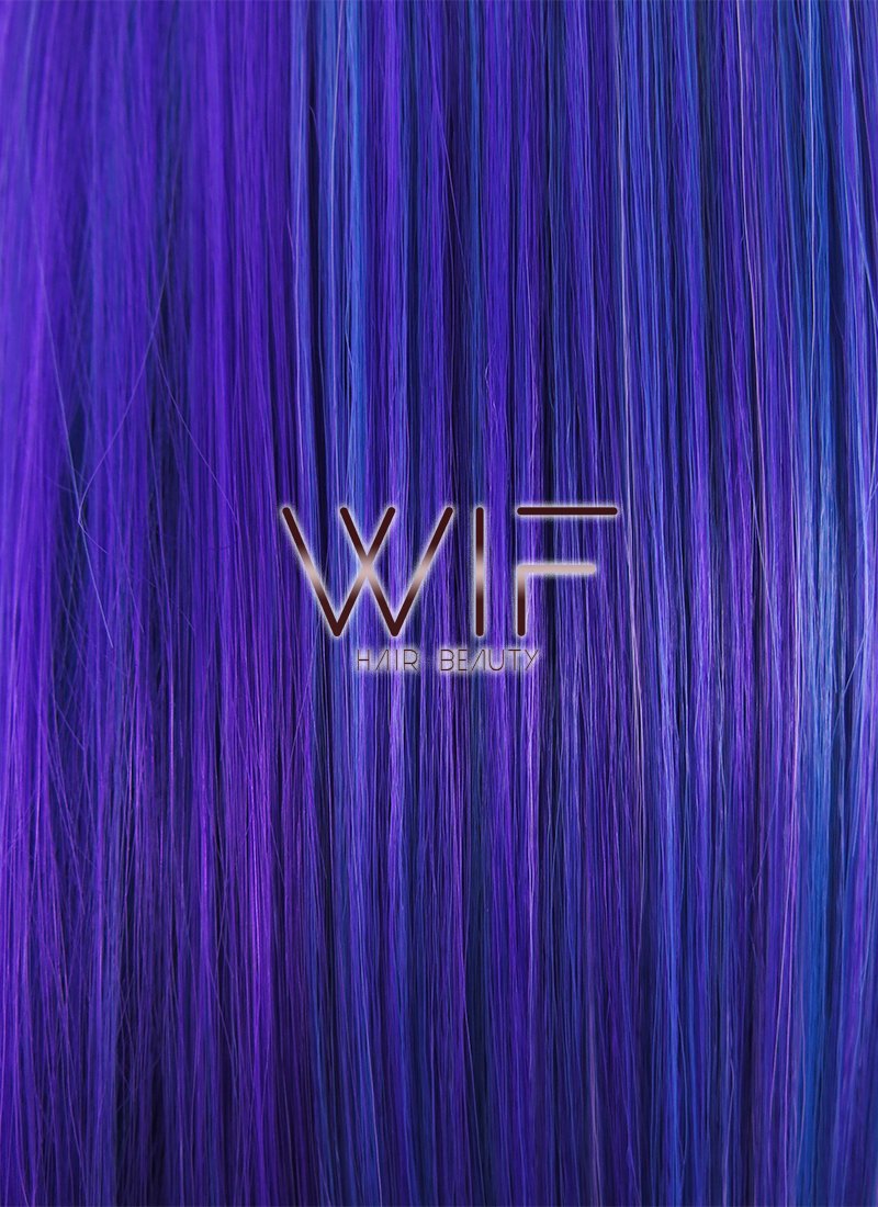 24" Straight Blue Mixed Purple Lace Front Synthetic Wig LF424