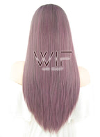 24" Straight Ash Purple With Dark Roots Lace Front Synthetic Wig LF425