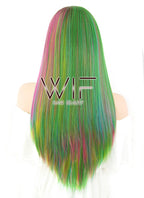 24" Straight Multi-Color With Dark Roots Lace Front Synthetic Wig LF426
