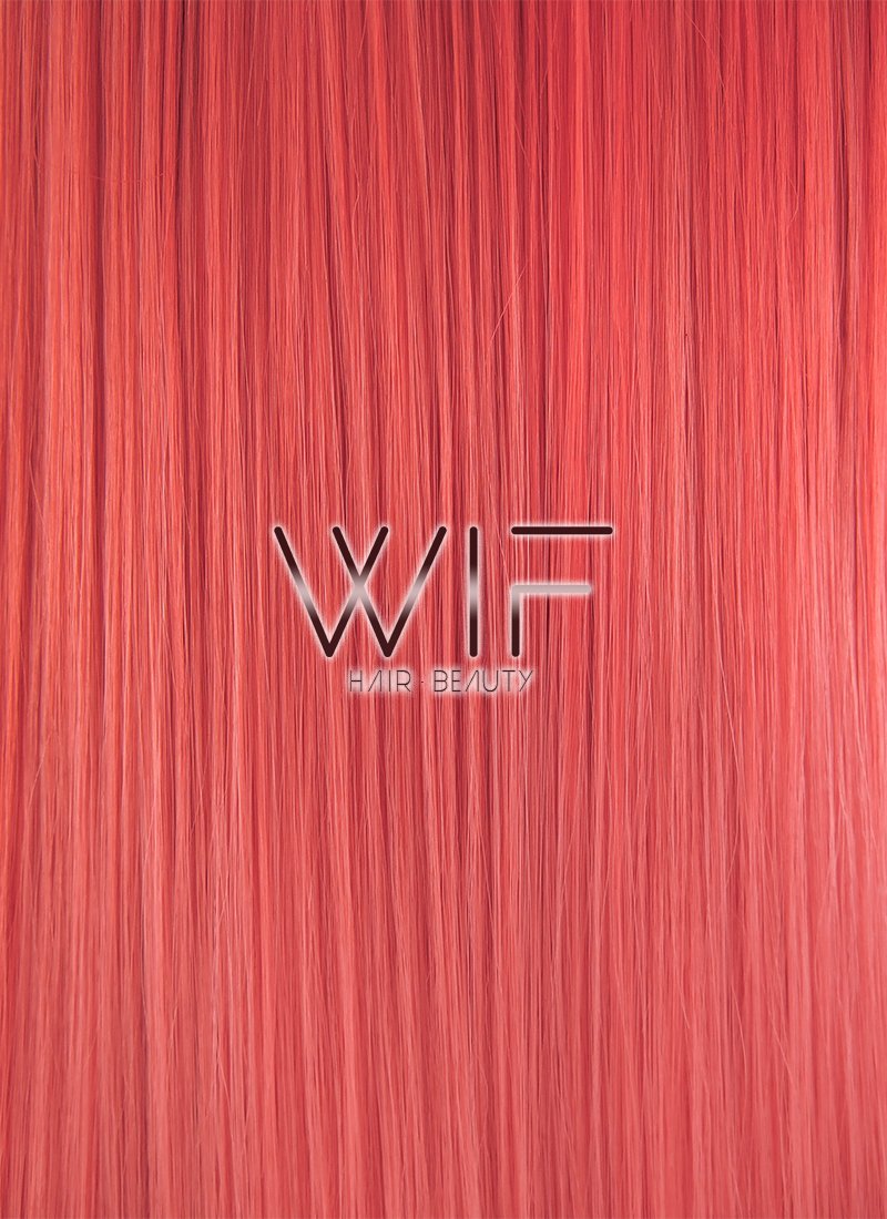 24" Straight Two Tone Red With Dark Roots Lace Front Synthetic Wig LF427