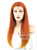 24" Straight Red Mixed Orange Lace Front Synthetic Wig LF429