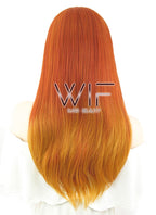 24" Straight Red Mixed Orange Lace Front Synthetic Wig LF429