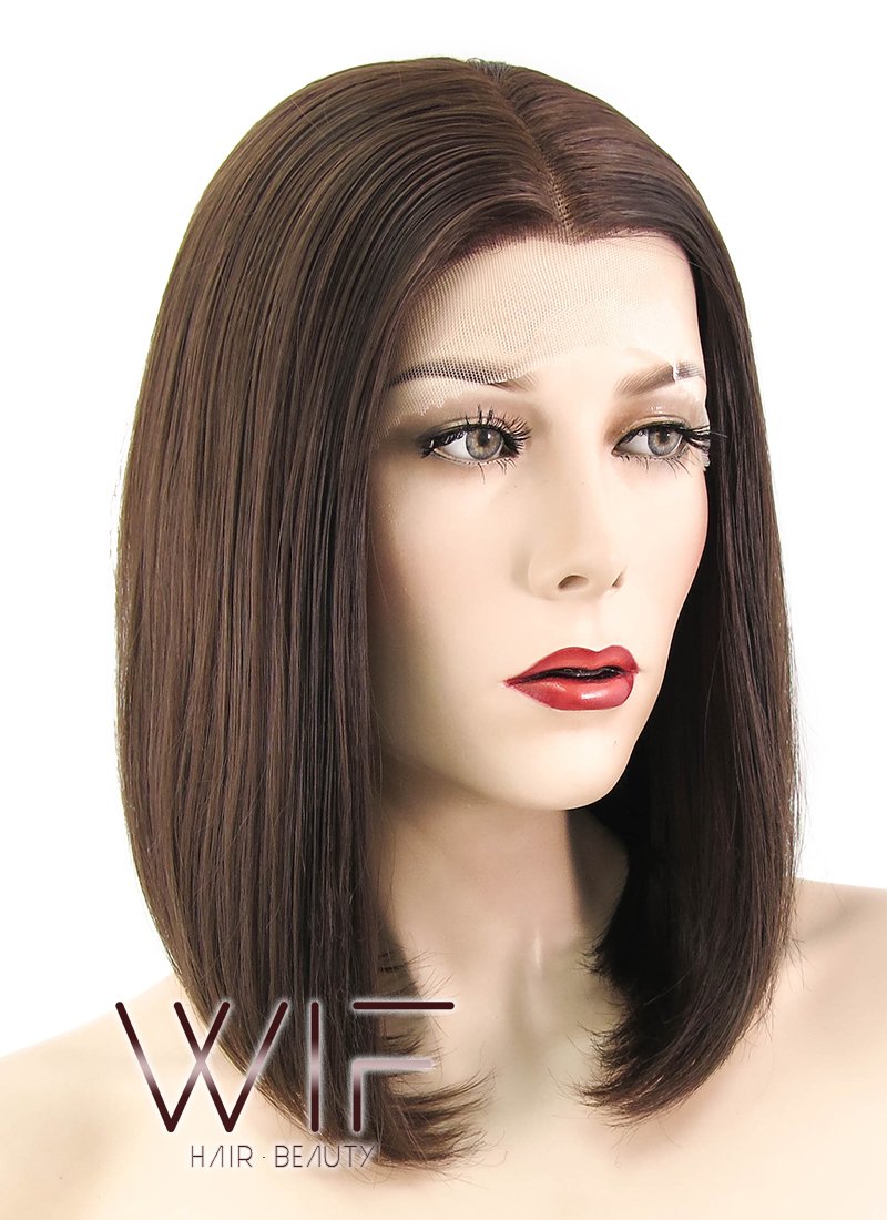12" Straight Brown Lace Front Synthetic Wig LF436