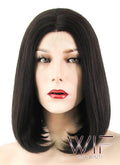 12" Straight Black Mixed Brown Lace Front Synthetic Wig LF437
