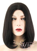 12" Straight Black Mixed Brown Lace Front Synthetic Wig LF437