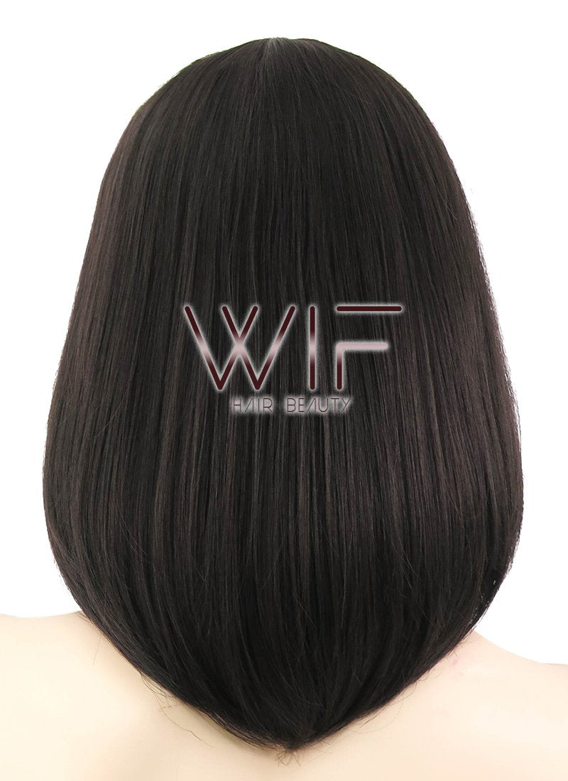12" Straight Black Mixed Brown Lace Front Synthetic Wig LF437