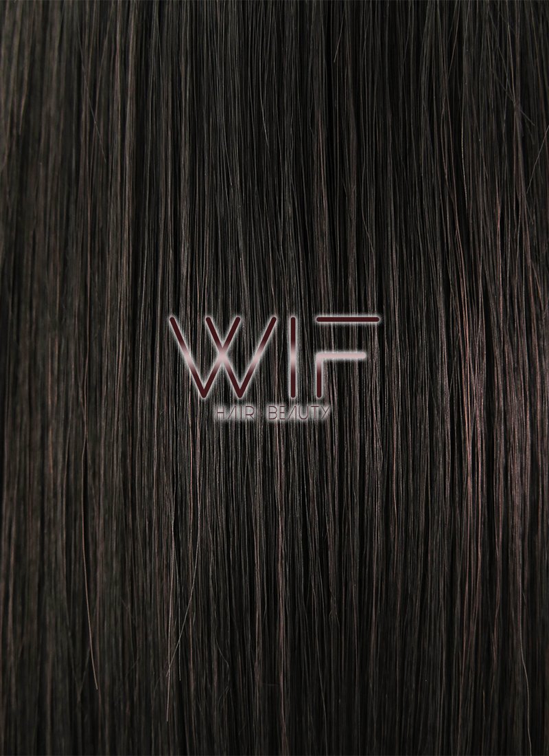 12" Straight Black Mixed Brown Lace Front Synthetic Wig LF437