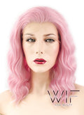14" Wavy Pink Lace Front Synthetic Wig LF440