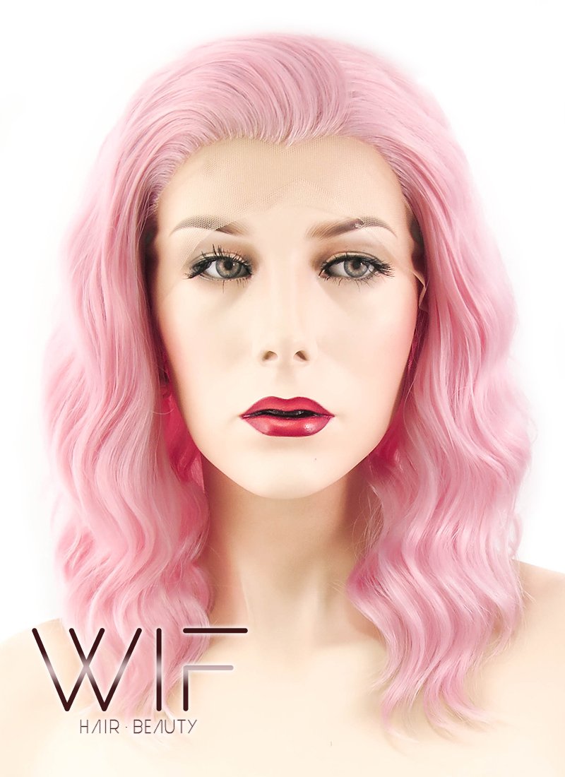 14" Wavy Pink Lace Front Synthetic Wig LF440