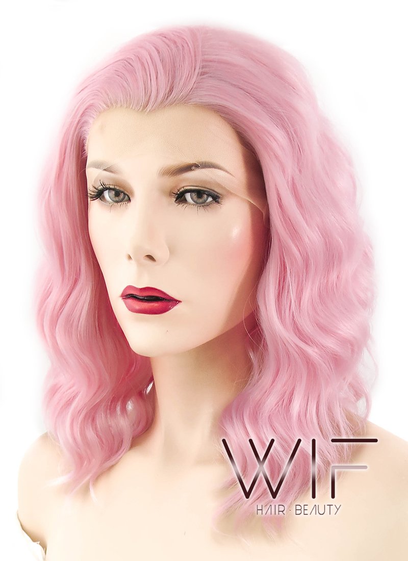14" Wavy Pink Lace Front Synthetic Wig LF440