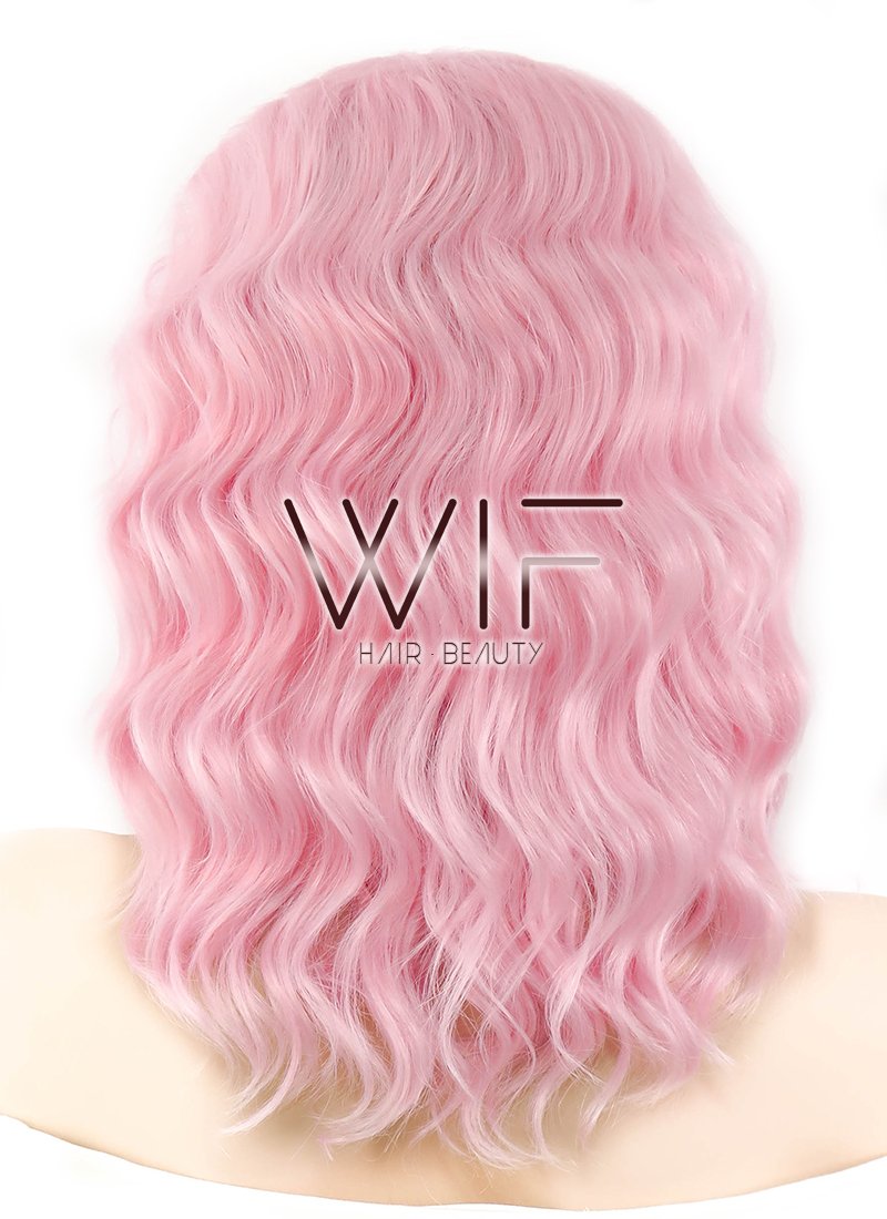 14" Wavy Pink Lace Front Synthetic Wig LF440