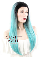 24" Straight Mixed Green Lace Front Synthetic Wig LF450