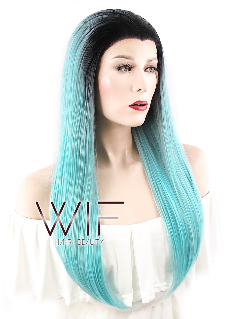 24" Straight Mixed Green Lace Front Synthetic Wig LF450