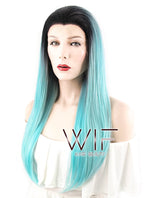 24" Straight Mixed Green Lace Front Synthetic Wig LF450