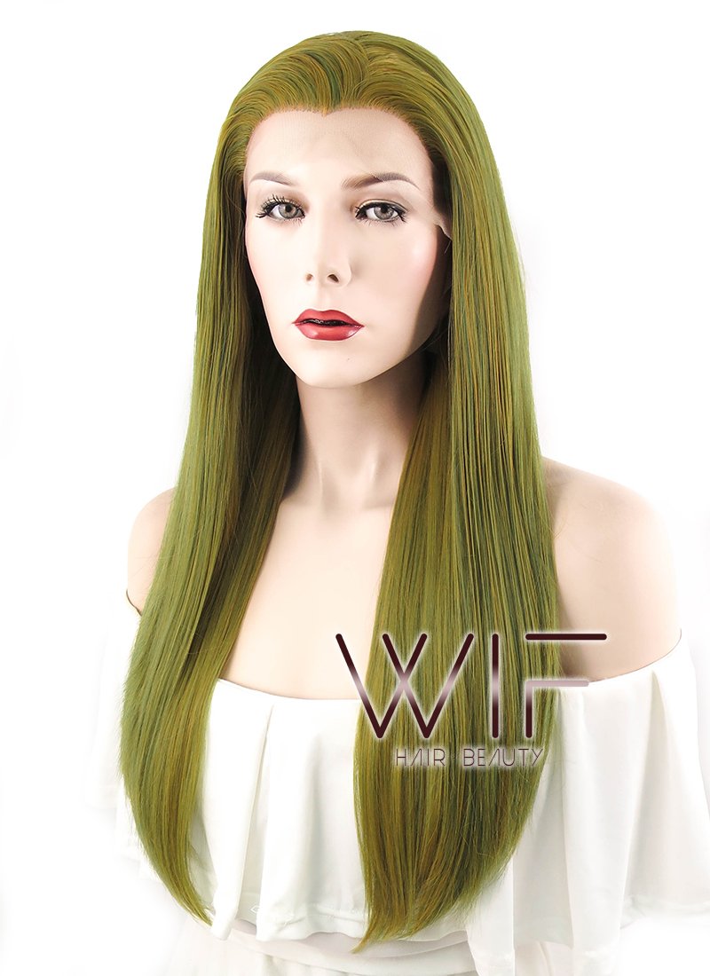 24" Straight Mixed Green Lace Front Synthetic Wig LF451