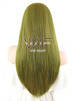 24" Straight Mixed Green Lace Front Synthetic Wig LF451