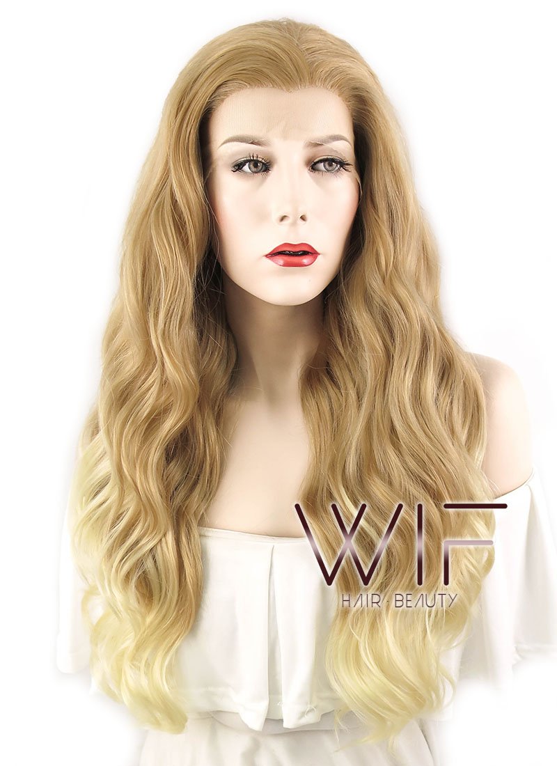 24" Wavy Ombre Blonde Lace Front Synthetic Wig LF453