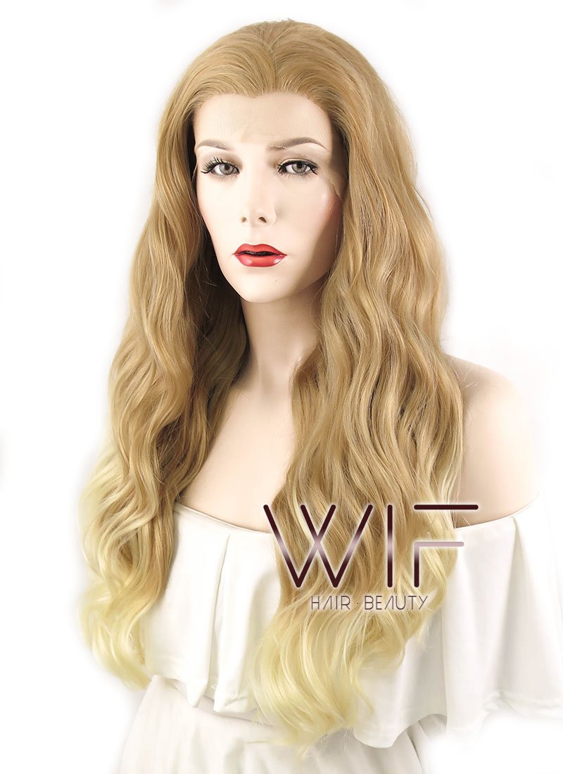24" Wavy Ombre Blonde Lace Front Synthetic Wig LF453