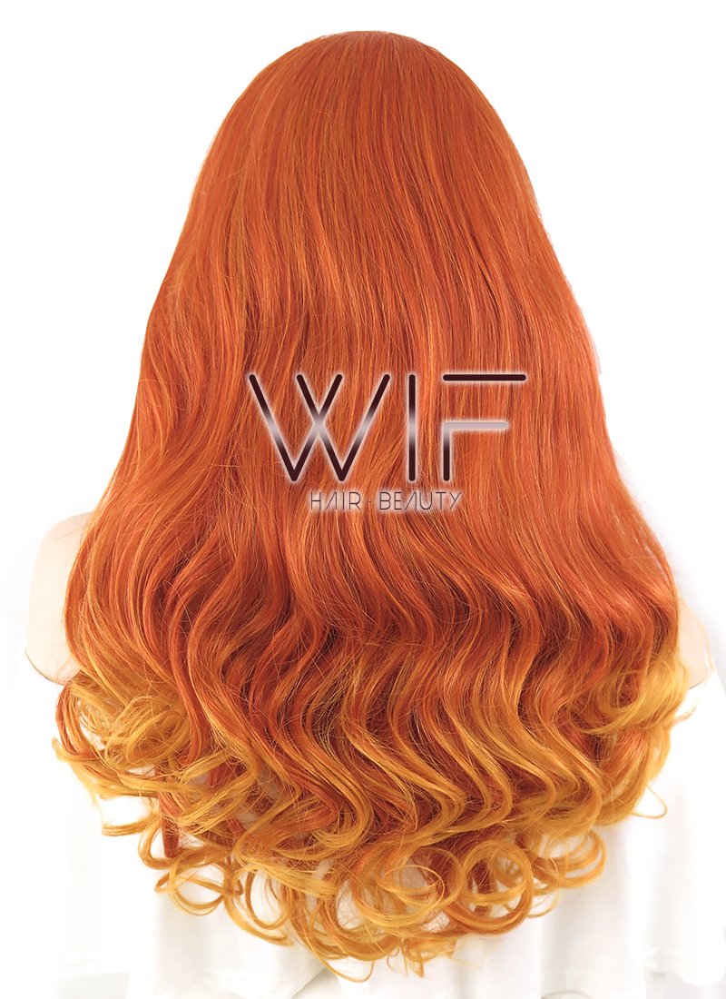 24" Wavy Mixed Orange Lace Front Synthetic Wig LF455