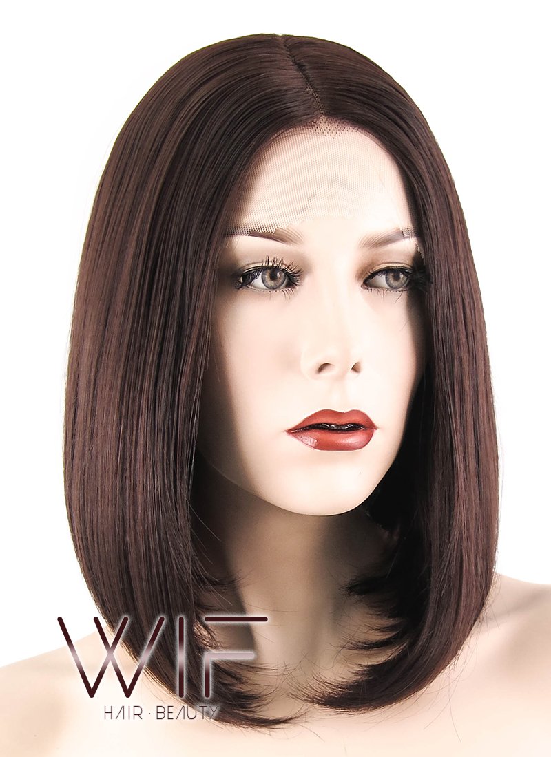 12" Straight Brown Lace Front Synthetic Wig LF456