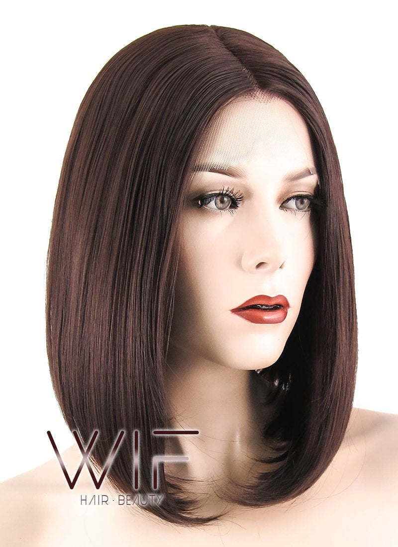 12" Straight Brown Lace Front Synthetic Wig LF456