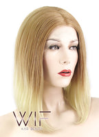 12" Straight Two Tone Blonde Lace Front Synthetic Wig LF457
