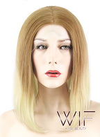 12" Straight Two Tone Blonde Lace Front Synthetic Wig LF457