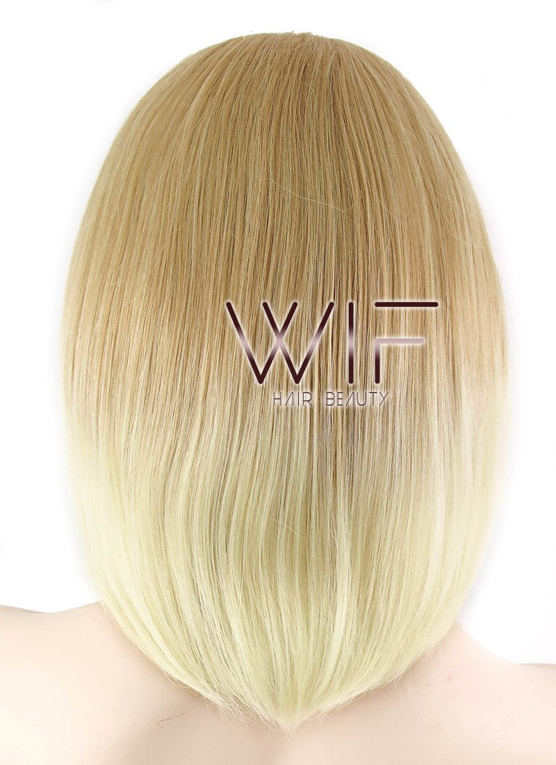 12" Straight Two Tone Blonde Lace Front Synthetic Wig LF457