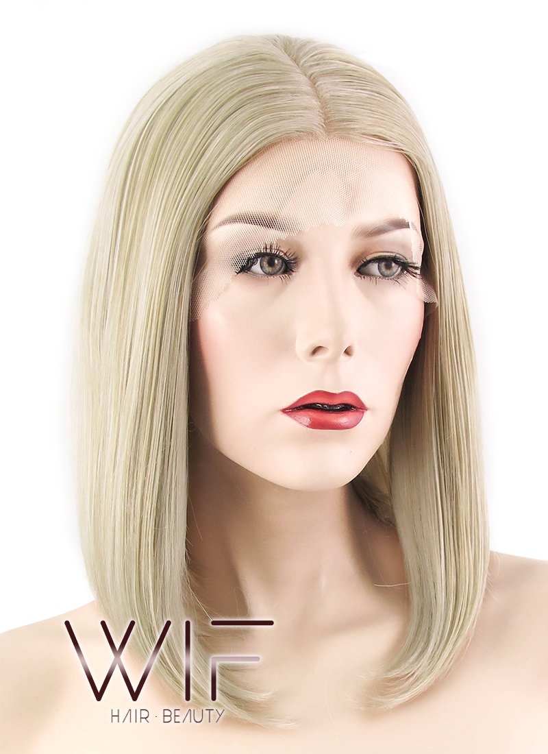 12" Straight Ash Blonde Lace Front Synthetic Wig LF458
