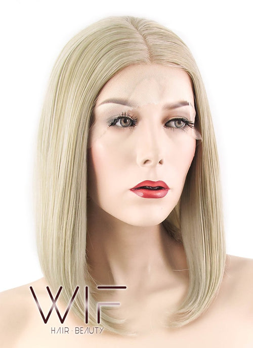 12" Straight Ash Blonde Lace Front Synthetic Wig LF458
