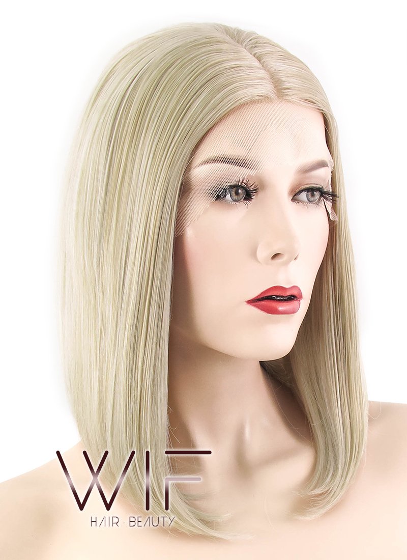 12" Straight Ash Blonde Lace Front Synthetic Wig LF458