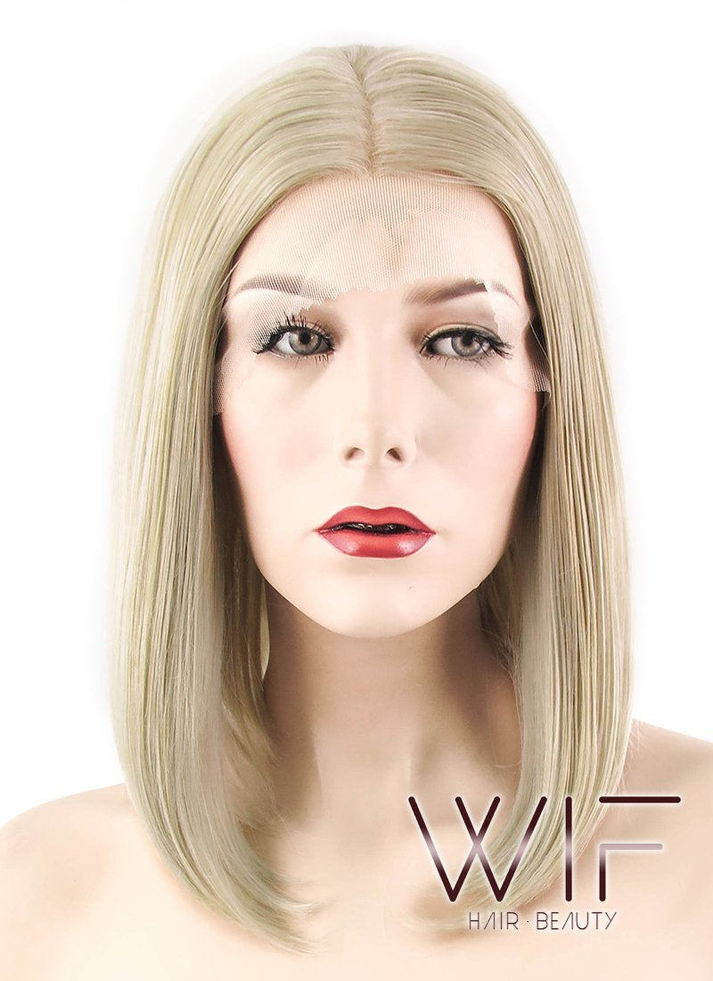 12" Straight Ash Blonde Lace Front Synthetic Wig LF458