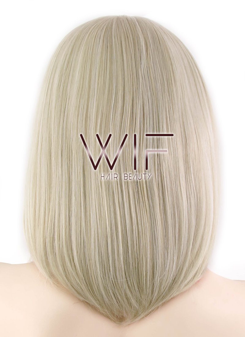 12" Straight Ash Blonde Lace Front Synthetic Wig LF458
