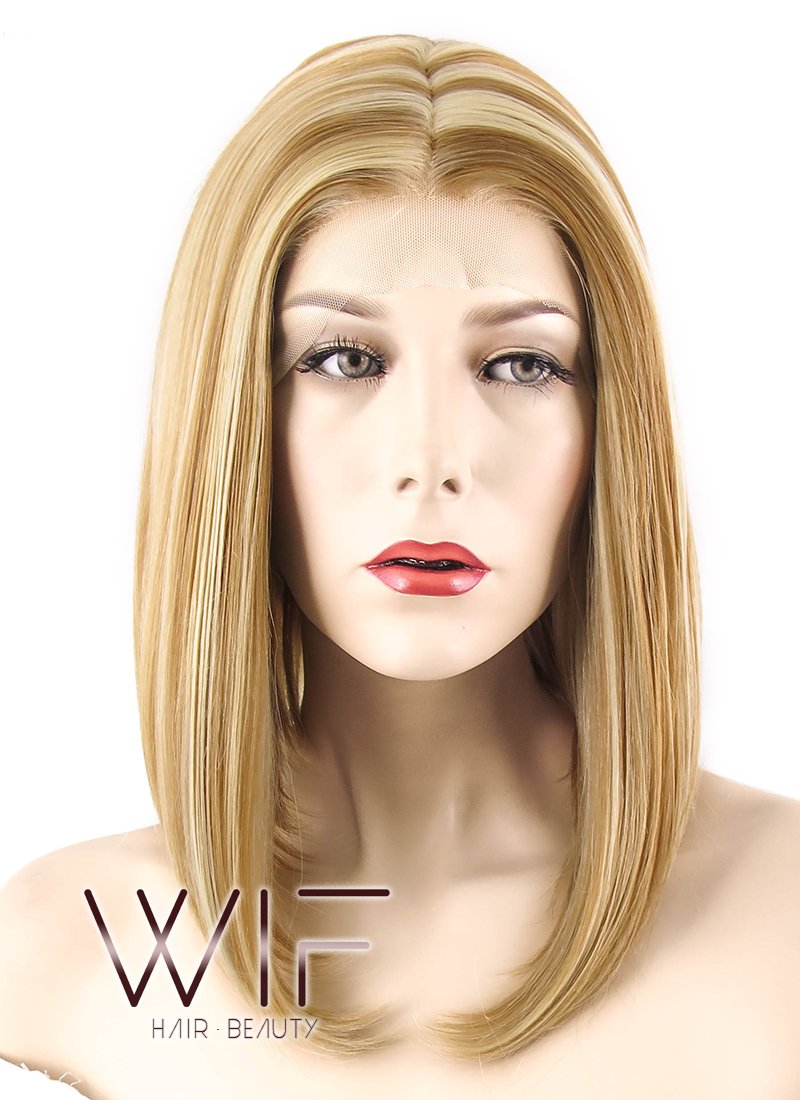 12" Straight Mixed Blonde Lace Front Synthetic Wig LF459