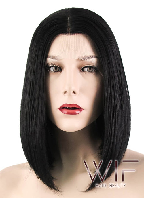 12" Straight Black Lace Front Synthetic Wig LF460