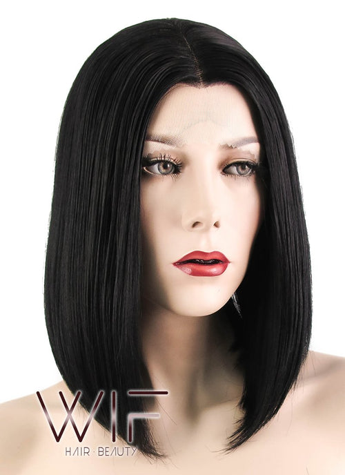 12" Straight Black Lace Front Synthetic Wig LF460