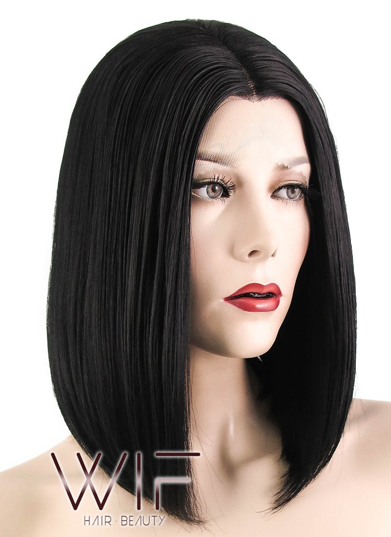12" Straight Black Lace Front Synthetic Wig LF460