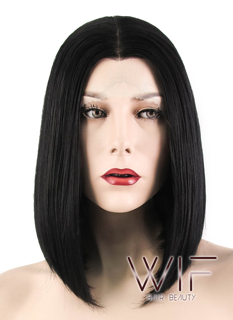 12" Straight Black Lace Front Synthetic Wig LF460