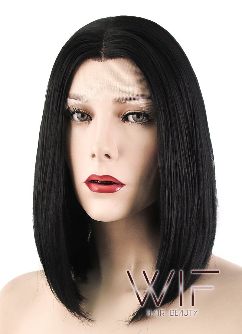 12" Straight Black Lace Front Synthetic Wig LF460