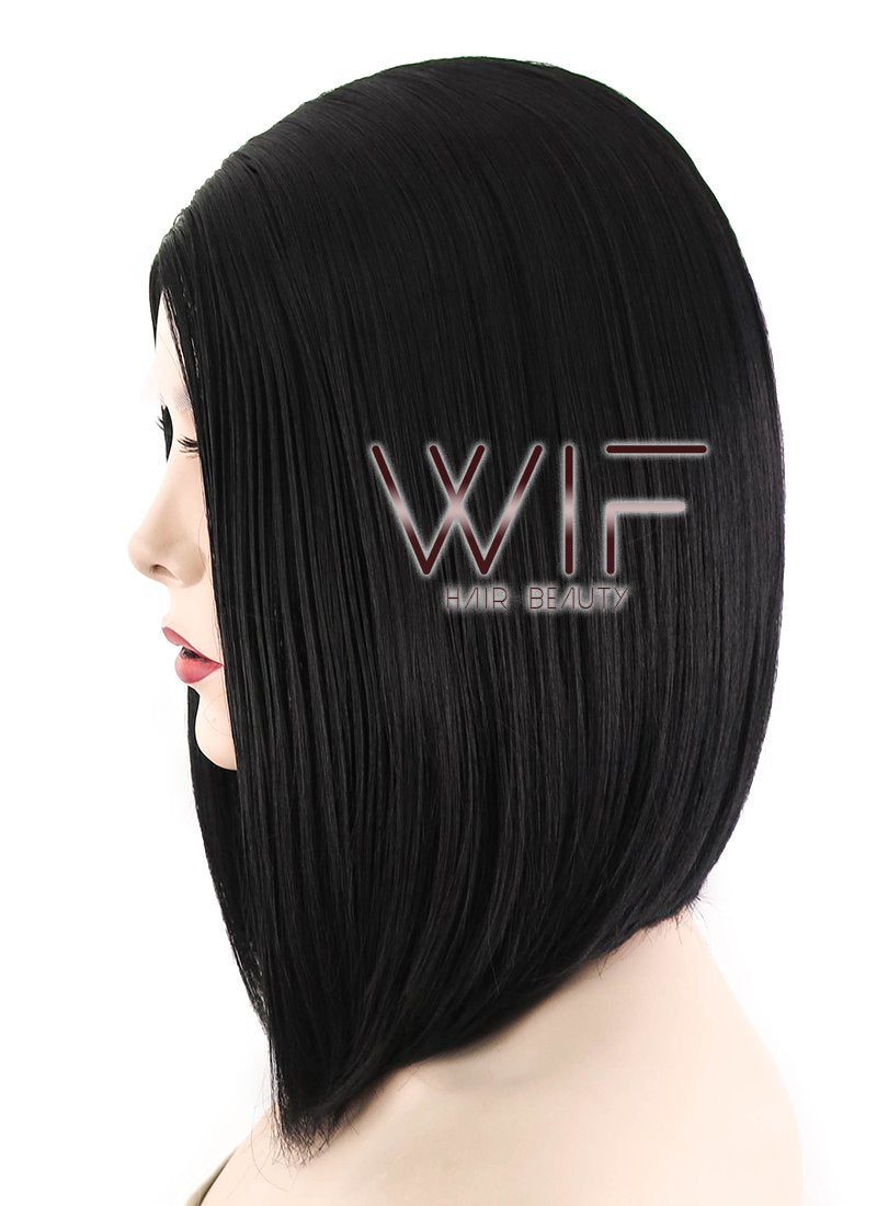 12" Straight Black Lace Front Synthetic Wig LF460