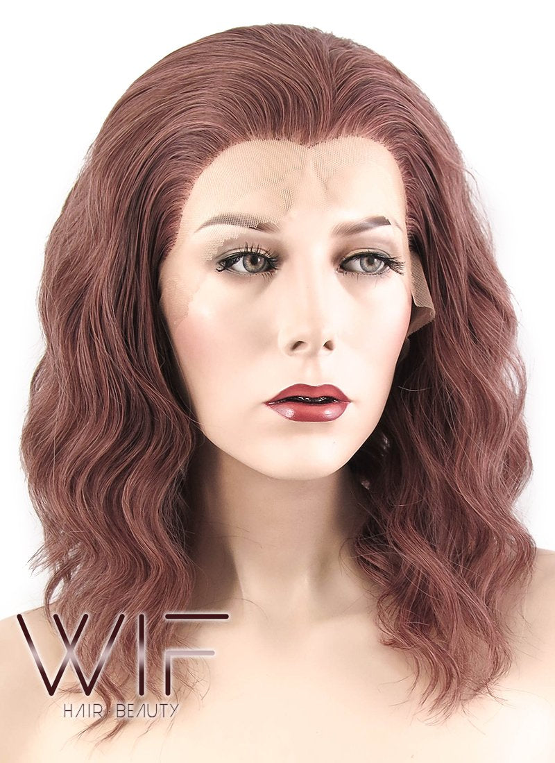 14" Wavy Ash Purple Lace Front Synthetic Wig LF461
