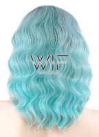 14" Wavy Blue With Dark Roots Lace Front Synthetic Wig LF463