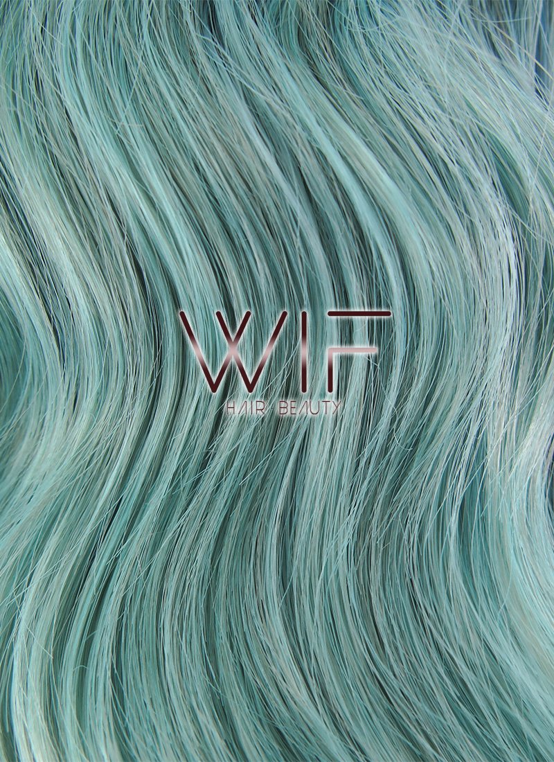 14" Wavy Blue Green Ombre Lace Front Synthetic Wig LF464