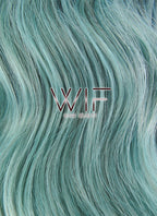 14" Wavy Blue Green Ombre Lace Front Synthetic Wig LF464