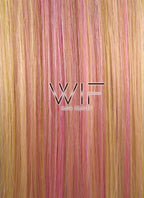 24" Straight Green Pink Yellow With Brown Roots Lace Front Synthetic Wig LF466