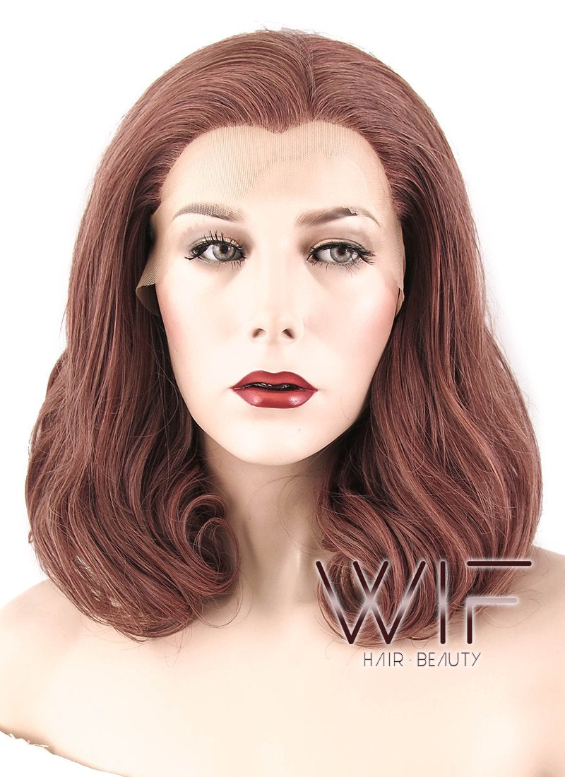 16" Wavy Ash Purple Lace Front Synthetic Wig LF467