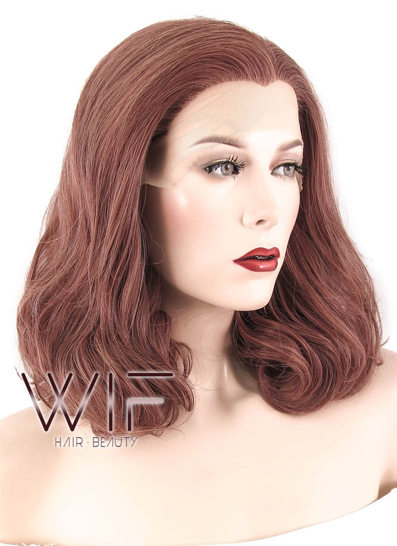 16" Wavy Ash Purple Lace Front Synthetic Wig LF467