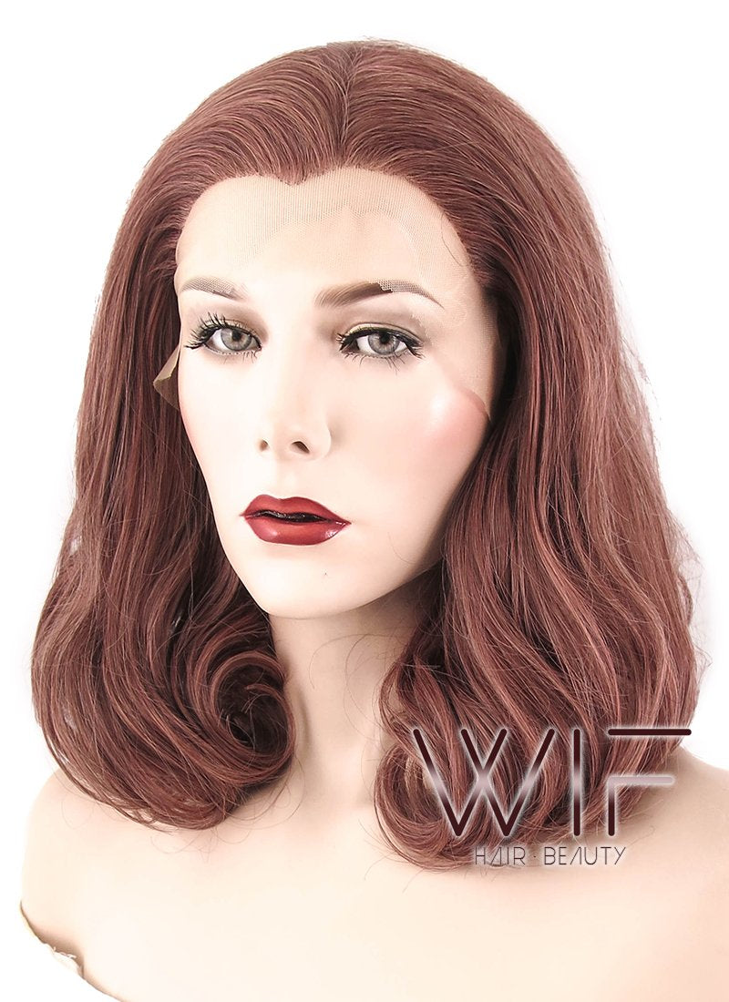 16" Wavy Ash Purple Lace Front Synthetic Wig LF467