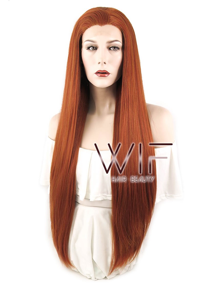 30" Straight Reddish Brown Lace Front Synthetic Wig LF468