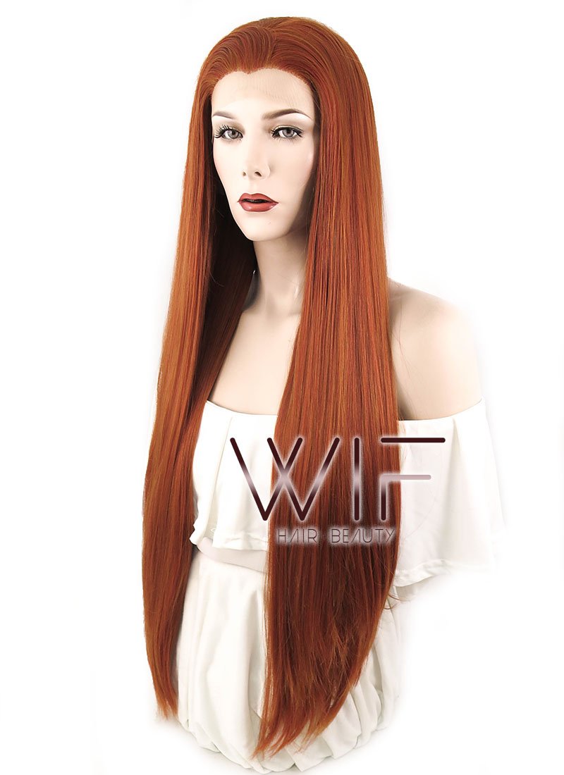 30" Straight Reddish Brown Lace Front Synthetic Wig LF468